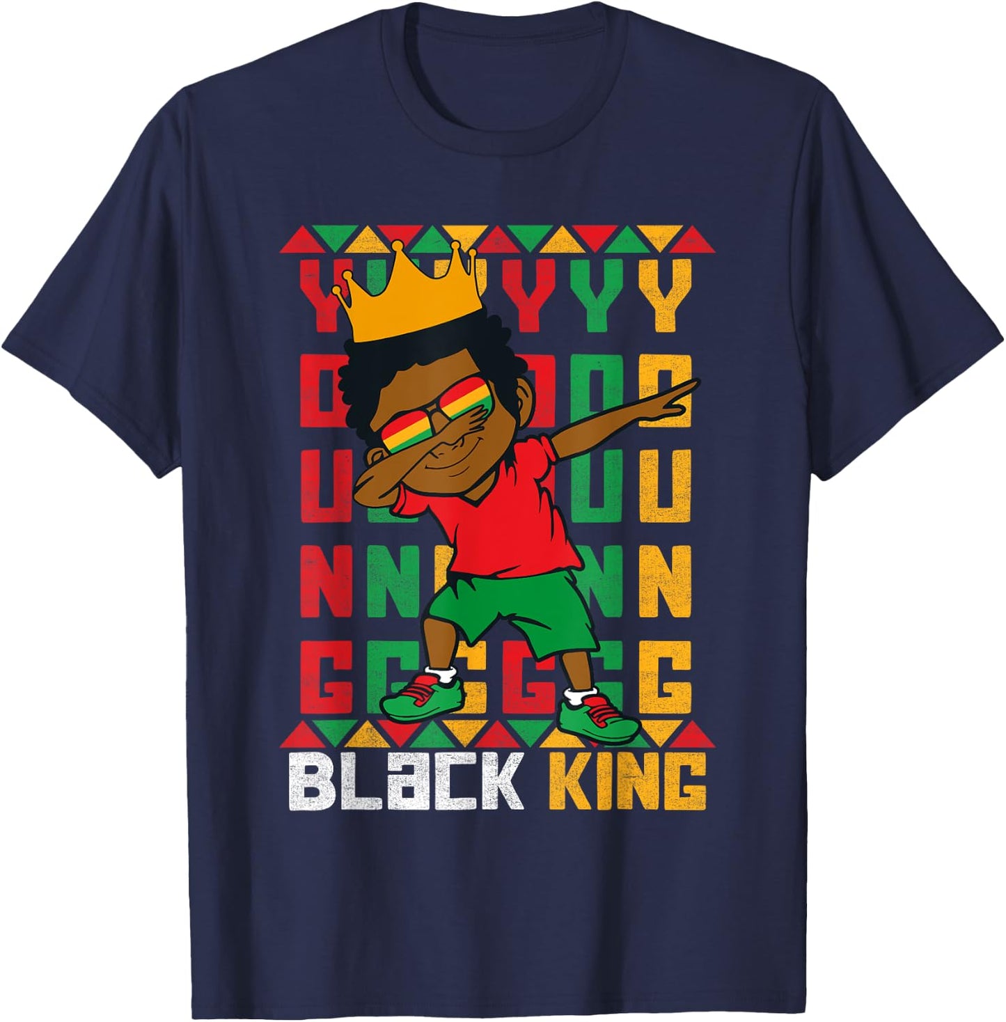 Young Black King Dab Kid African American Boy Juneteenth T-Shirt - T-Shirt | Navy