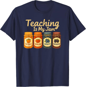 Teaching is My Jam Cute Fruit Jar Teacher Vintage T-Shirt - T-Shirt | Navy