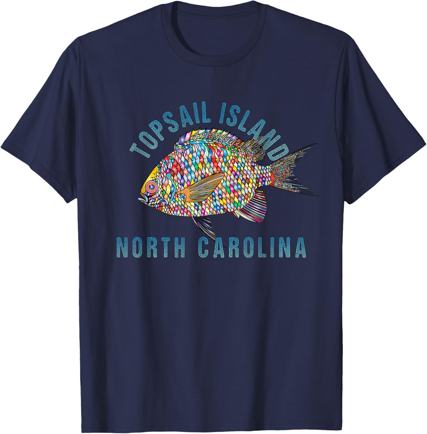 Topsail Island, NC Beach Design / Souvenir Illustration Men Women Girls Kids T-Shirt - T-Shirt | Navy