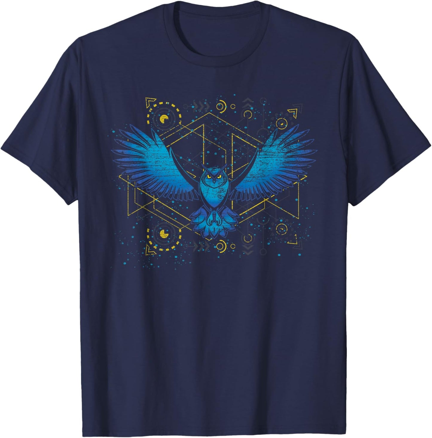 Flying Bird Wise Animal Wildlife Forest Nature Owl T-Shirt - T-Shirt | Navy