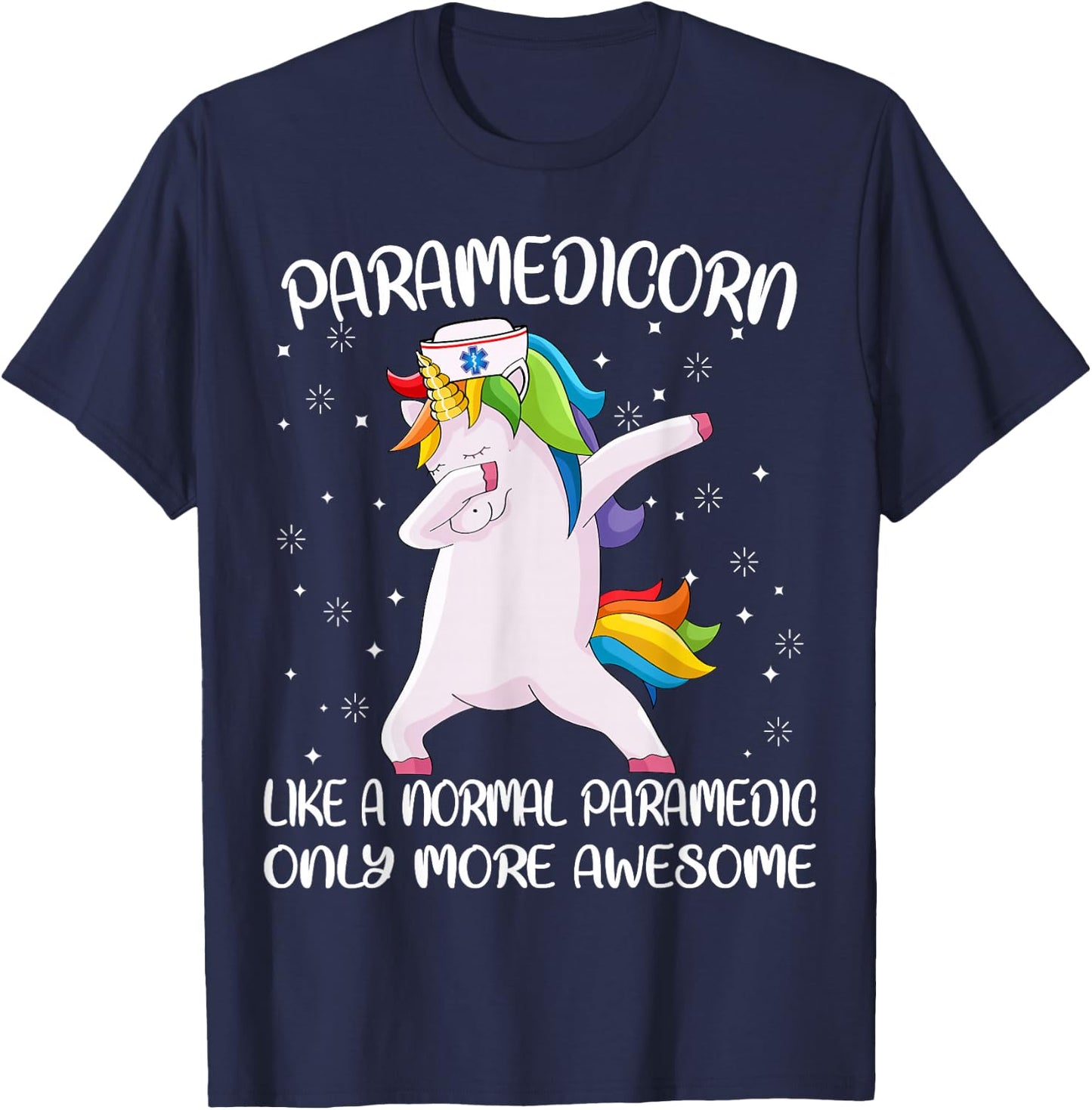 Funny EMS EMT Clothing and Gifts by Medics Paramedicorn Like A Paramedic Only Awesome Dabbing Unicorn T-Shirt - T-Shirt | Navy
