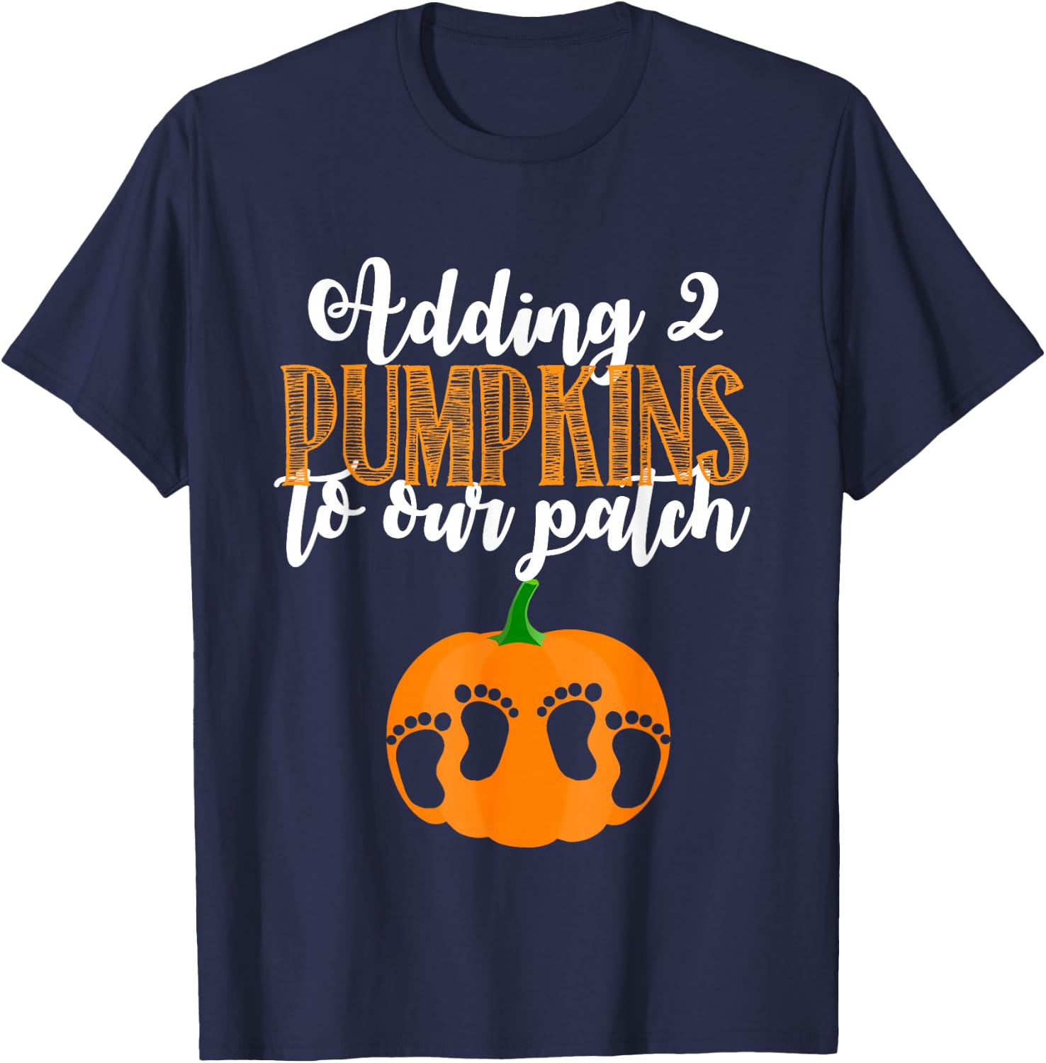 Twin Halloween Pregnancy Shirt for Twins Pumpkin Patch T-Shirt - T-Shirt | Navy