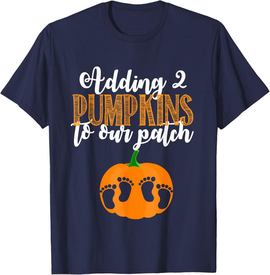 Twin Halloween Pregnancy Shirt for Twins Pumpkin Patch T-Shirt - T-Shirt | Navy