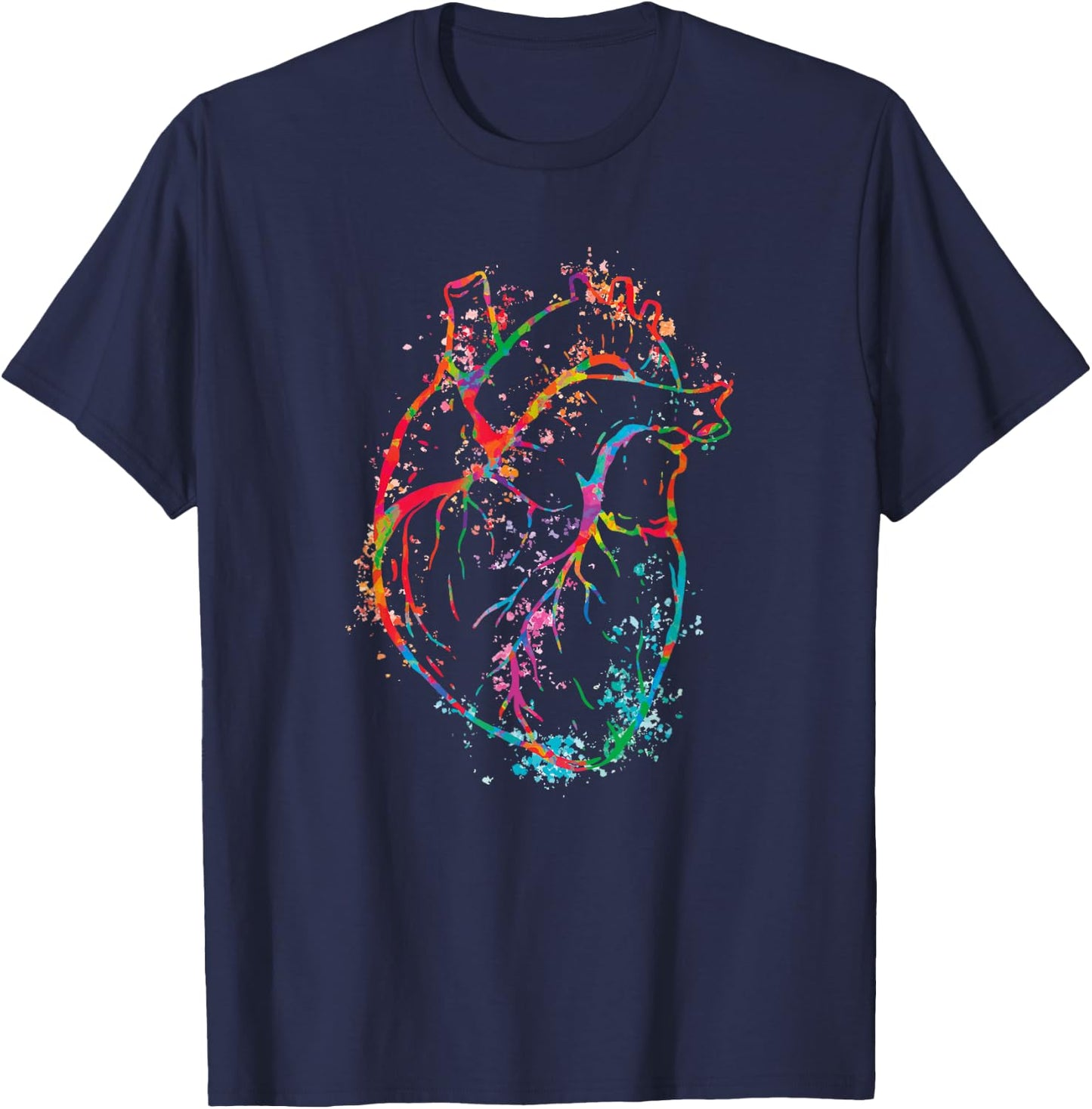 Beautiful Watercolour Heart Organ Human Body Anatomy Small T-Shirt - T-Shirt | Navy