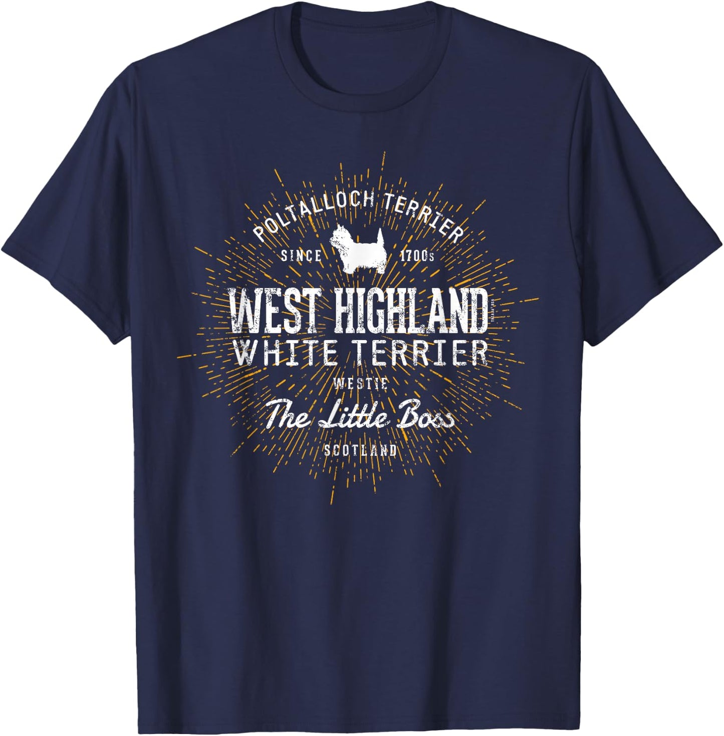 Vintage Westie for Dog Lovers West Highland White Terrier T-Shirt - T-Shirt | Navy