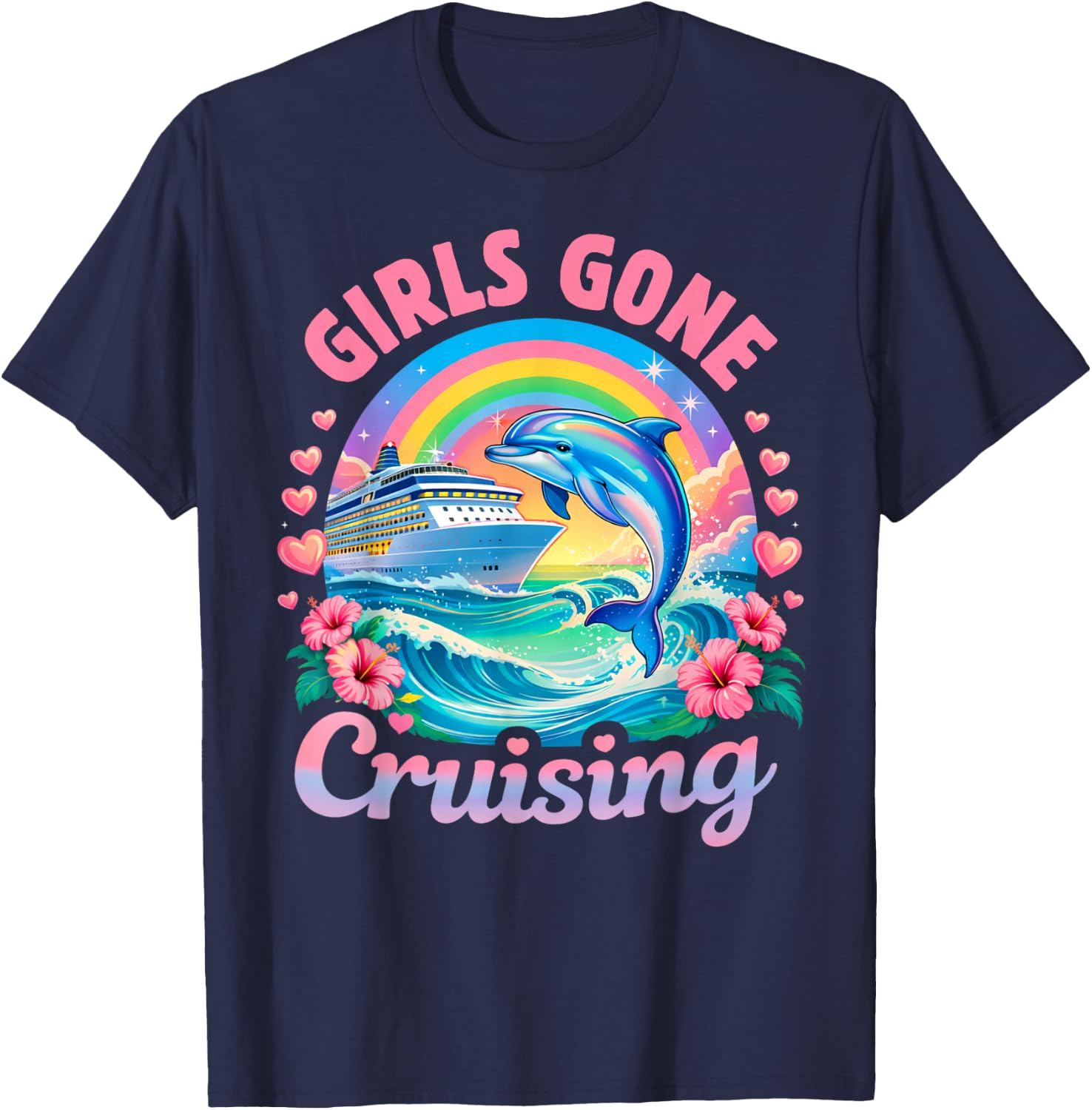 Girls Gone Cruising Women Cruise Vacation Bestie Trip T-Shirt - T-Shirt | Navy