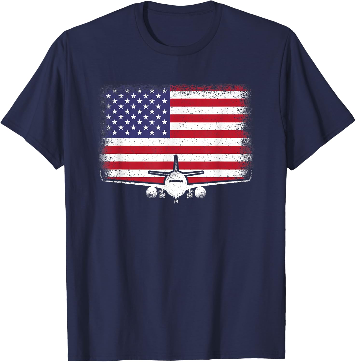 Funny Pilot Clothes Black Airplane American Flag Plane Pilot Flying Aviator Aviation T-Shirt - T-Shirt | Navy