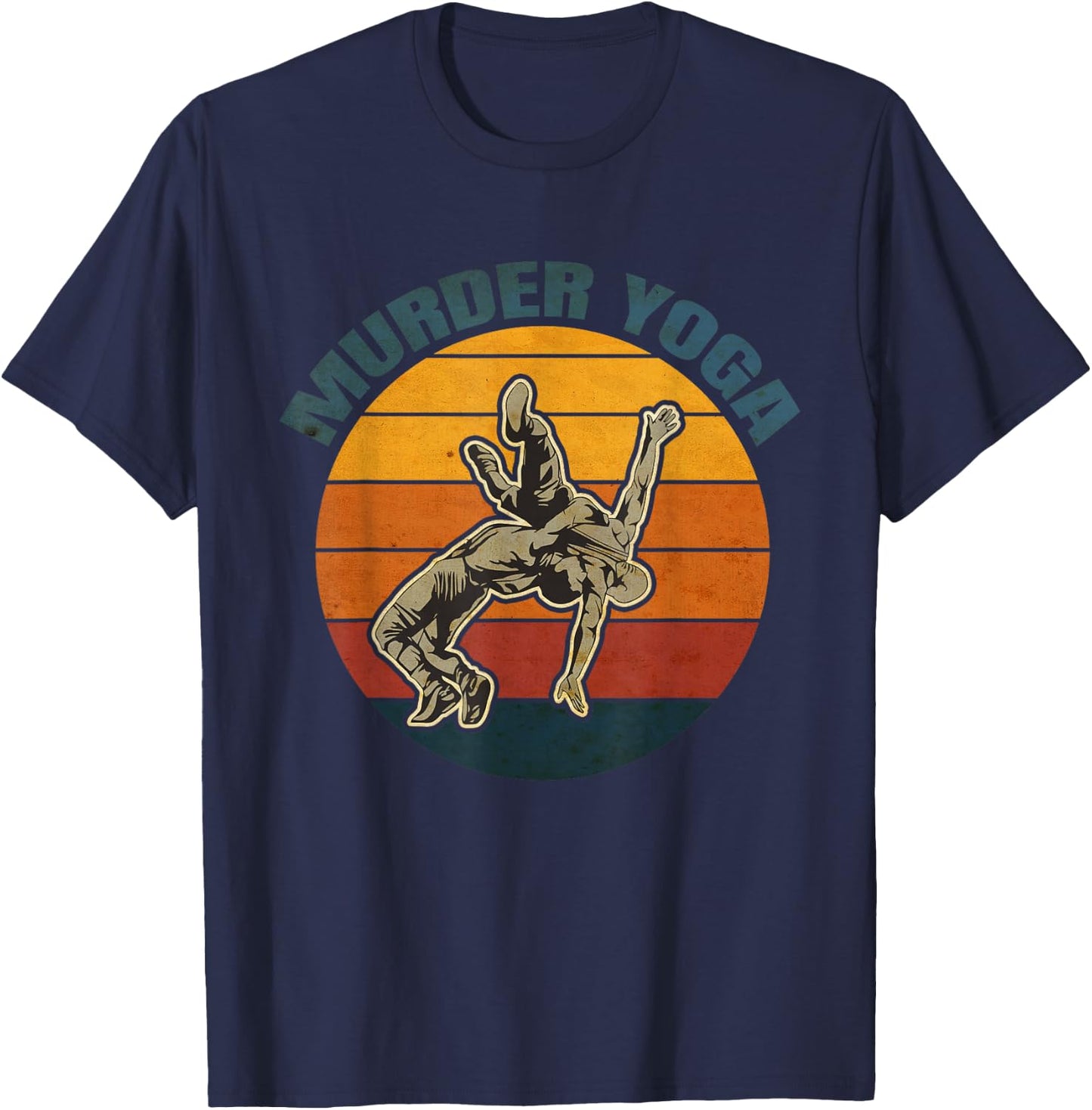 Vintage Wrestling Murder Yoga Whistler Humor T-Shirt - T-Shirt | Navy