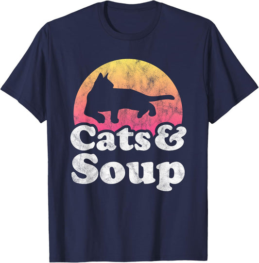 Cats and Soup Men's or Women's Cat and Soup T-Shirt - T-Shirt | Navy