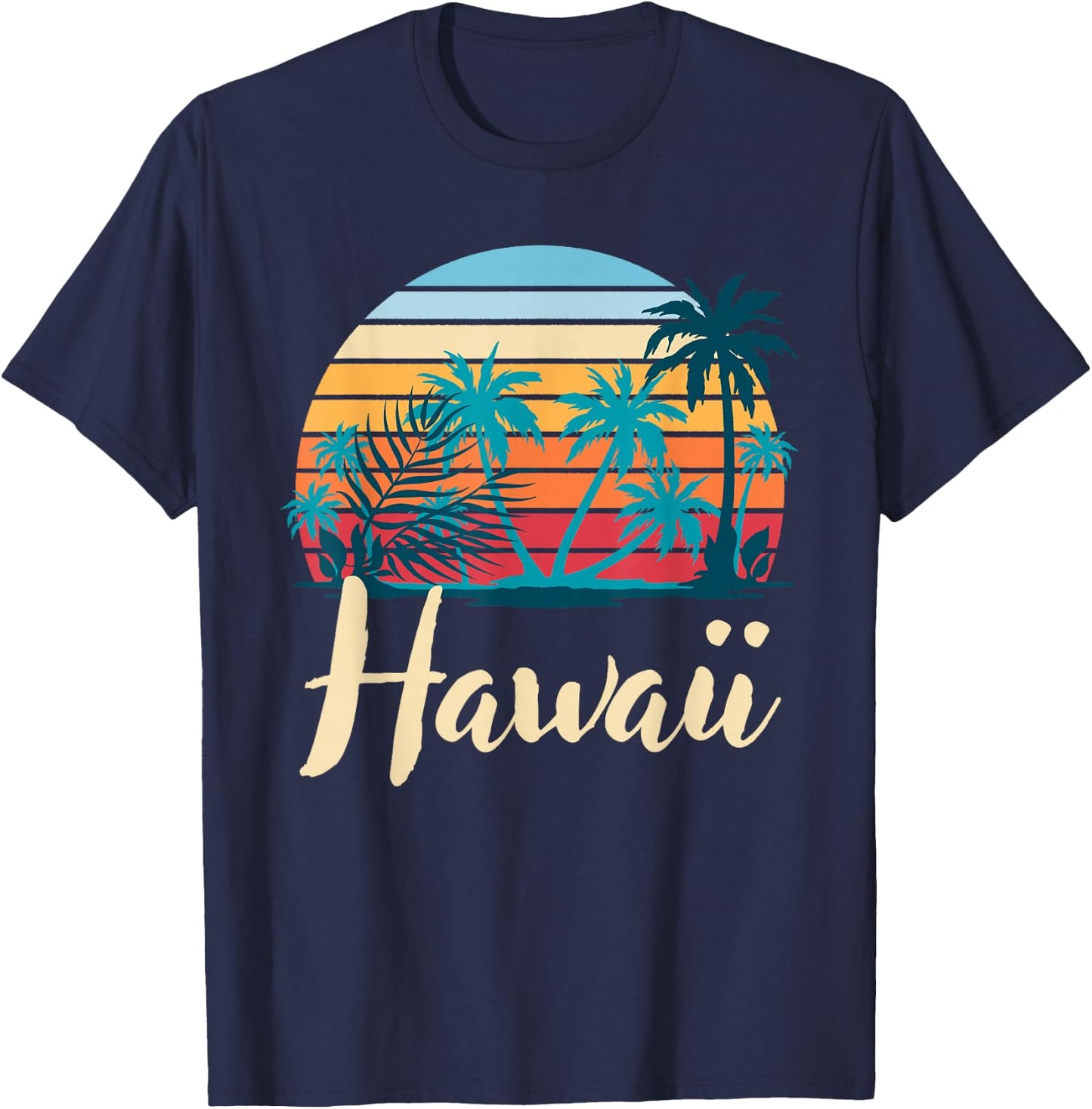 Hawaiian Summer Tropical Summer Holiday Retro Hawaii T-Shirt - T-Shirt | Navy