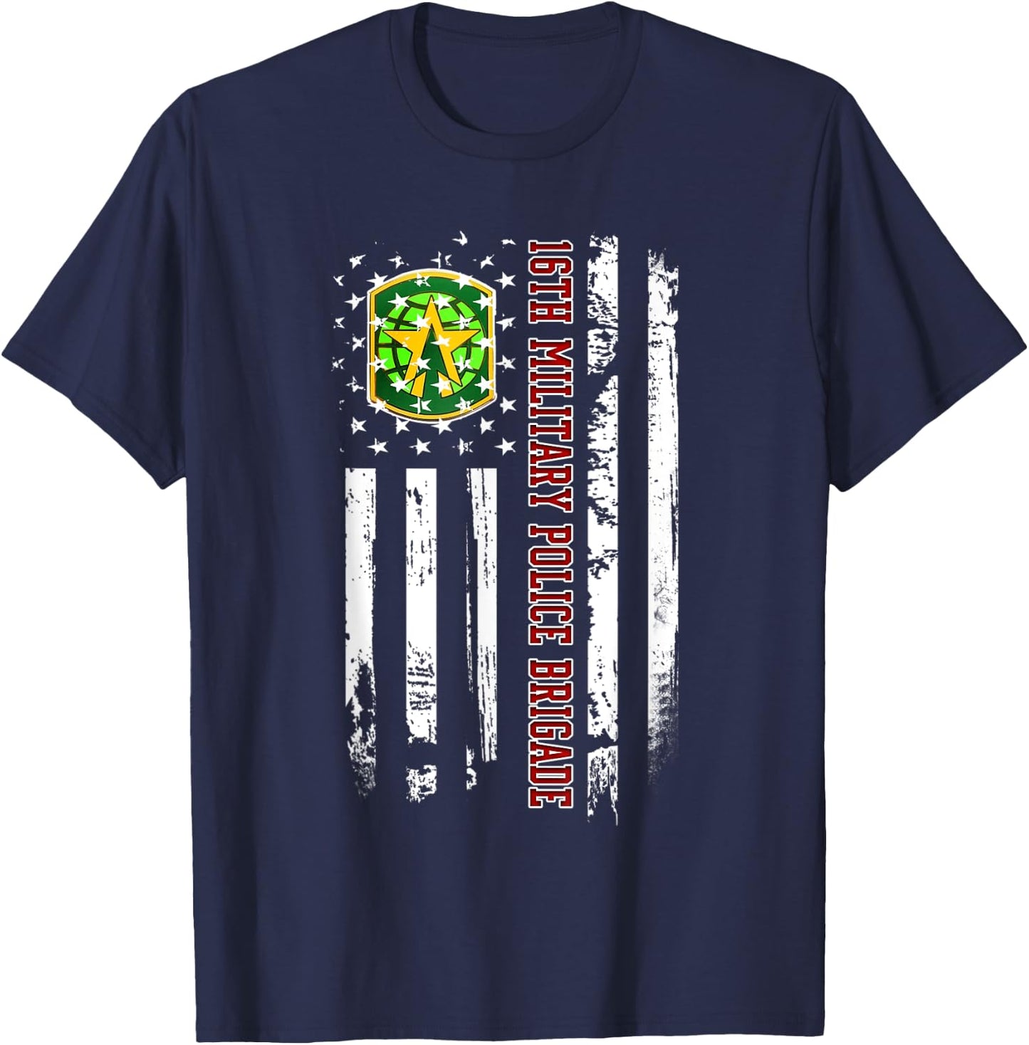 16th Military Police Brigade Veteran USA Flag Veterans Xmas T-Shirt - T-Shirt | Navy