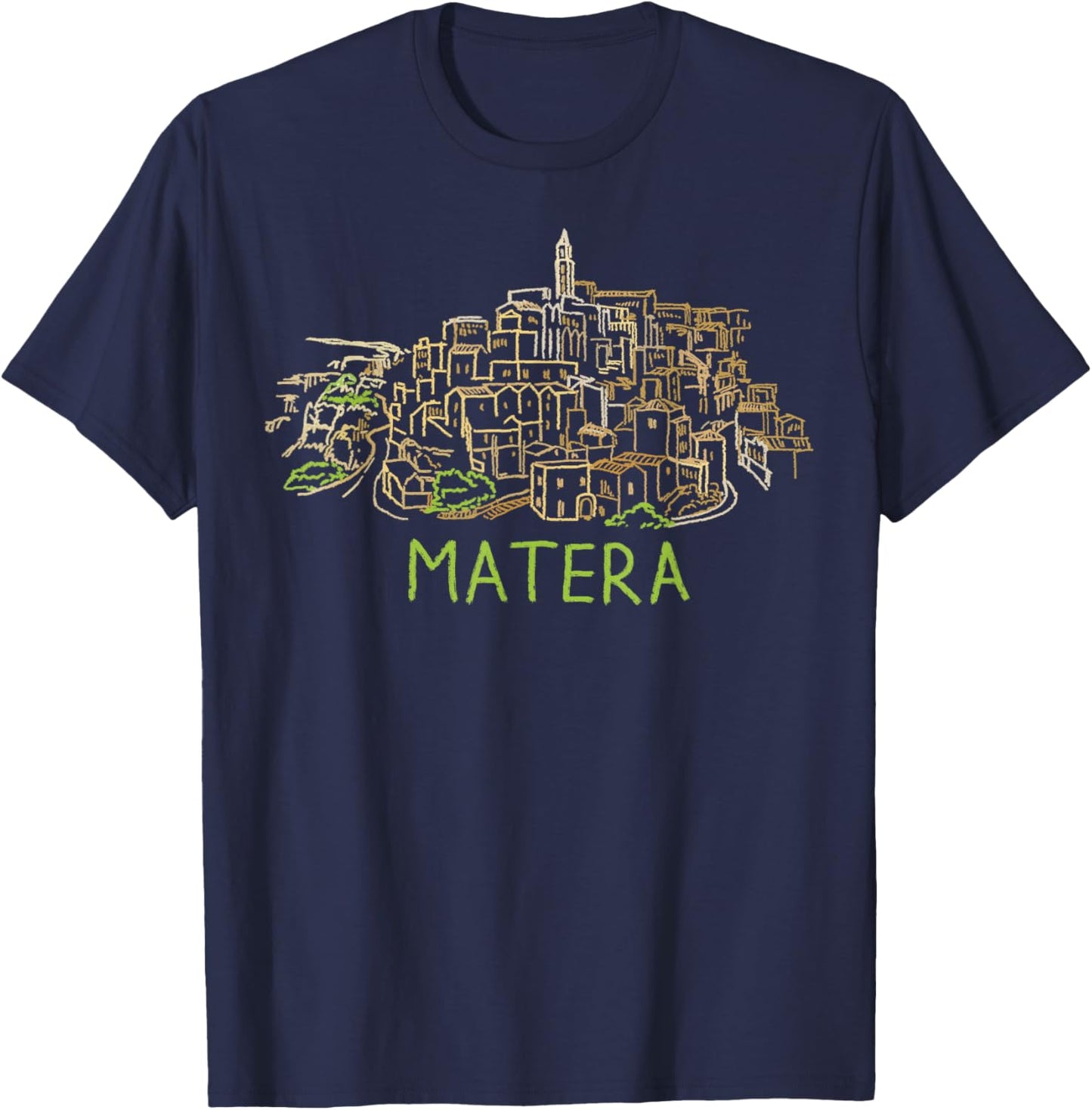 Matera Italy Art Gift Men Women T-Shirt - T-Shirt | Navy