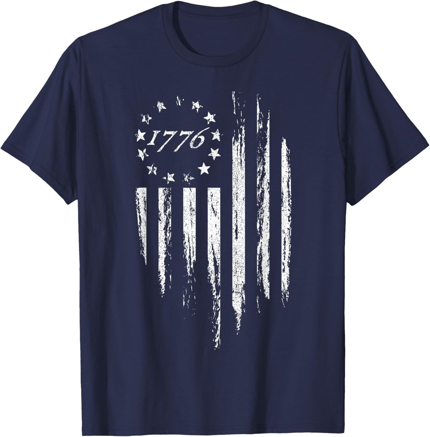 1776 American Flag Betsy Ross 13 Stars USA 4th of July Gift T-Shirt - T-Shirt | Navy