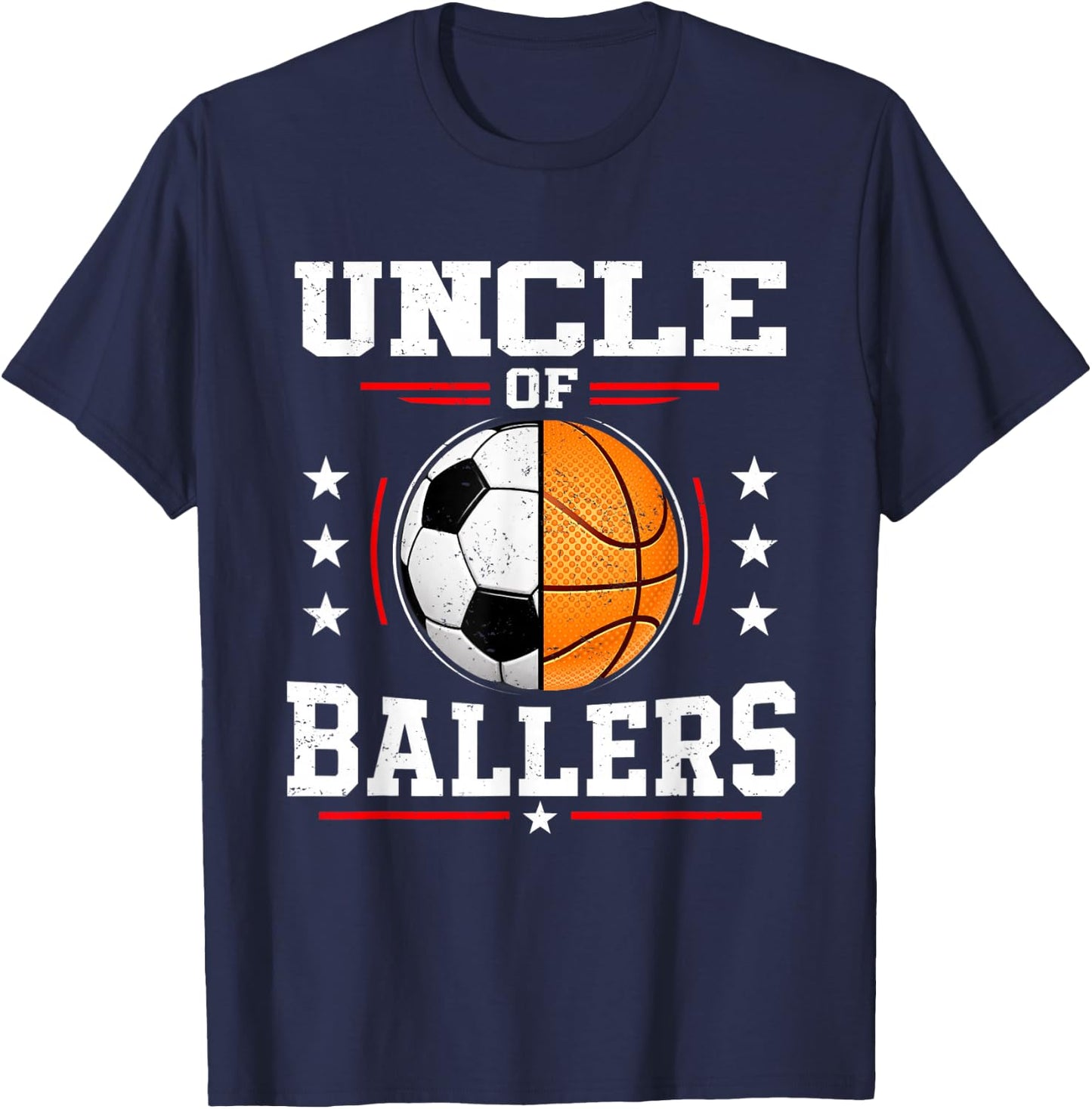 Uncle of Ballers Basketball Soccer Uncle T-Shirt - T-Shirt | Navy