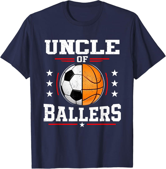 Uncle of Ballers Basketball Soccer Uncle T-Shirt - T-Shirt | Navy