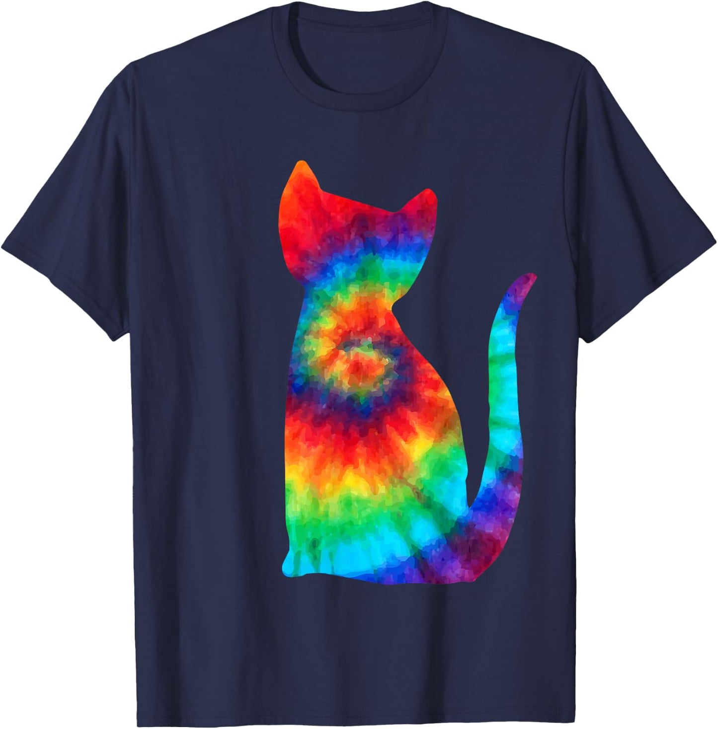Tie Dye Cat Shirt | Colorful Tye Dye Kitten T-Shirt - T-Shirt | Navy