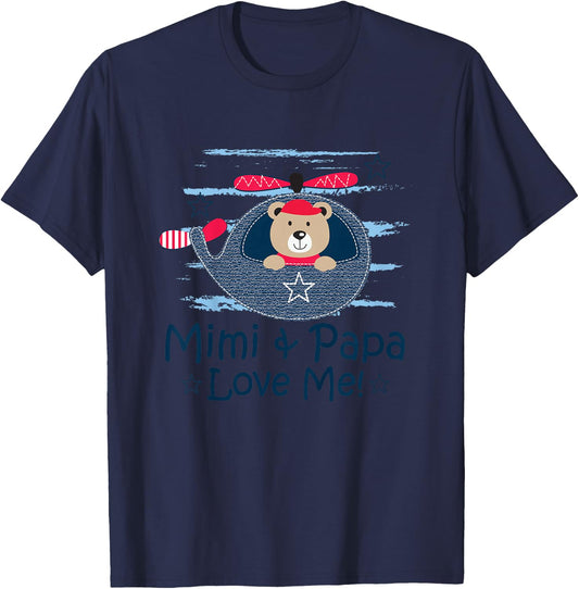 Kids Mimi and Papa Love Me Grandson T-Shirt - T-Shirt | Navy