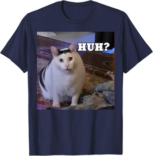 Meme Huh Cat T-Shirt - T-Shirt | Navy