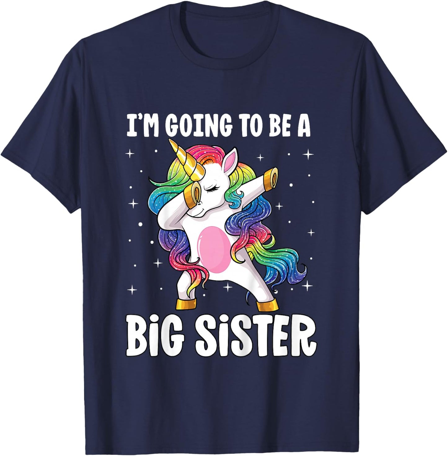 I'm Going to Be a Big Sister Girls Older Sister Dab Unicorn T-Shirt - T-Shirt | Navy