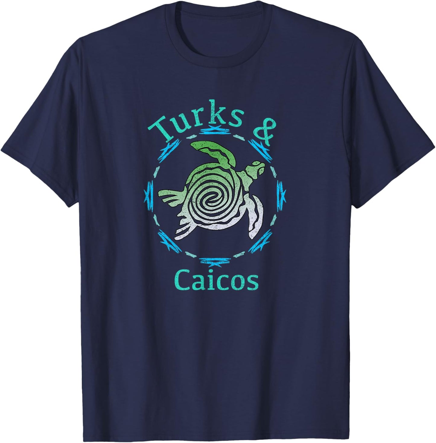 Turks & Caicos Vintage Tribal Turtle Gift T-Shirt - T-Shirt | Navy