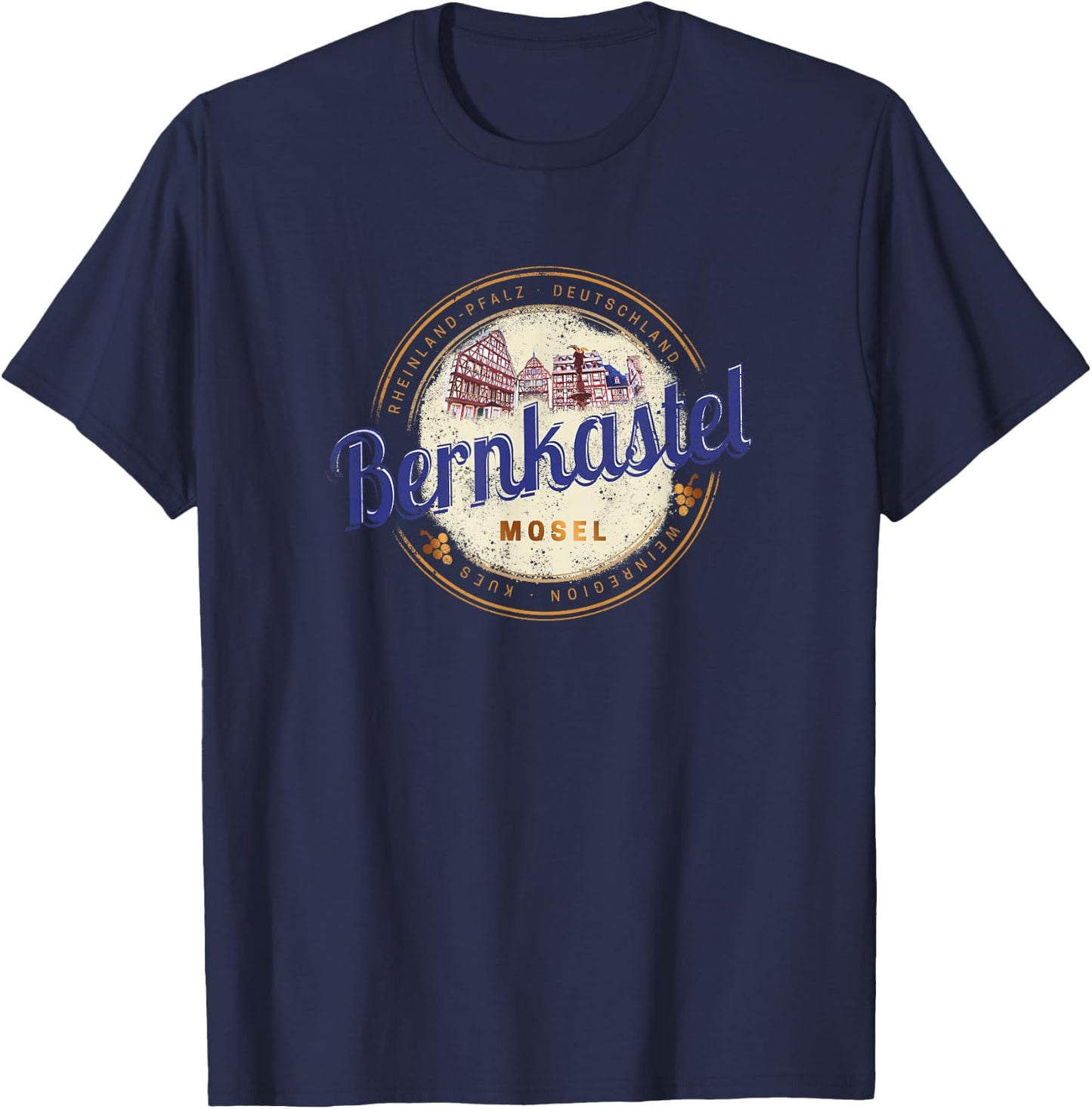 Bernkastel Kues Vintage Moselle Rhineland-Palatinate Germany T-Shirt - T-Shirt | Navy