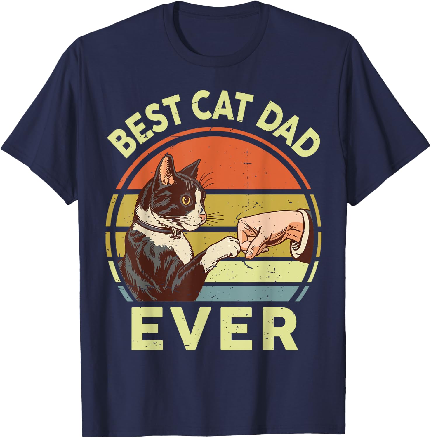 Best Cat Dad Ever Tuxedo Daddy Father Day Gift from Wife Women Kids T-Shirt - T-Shirt | Navy