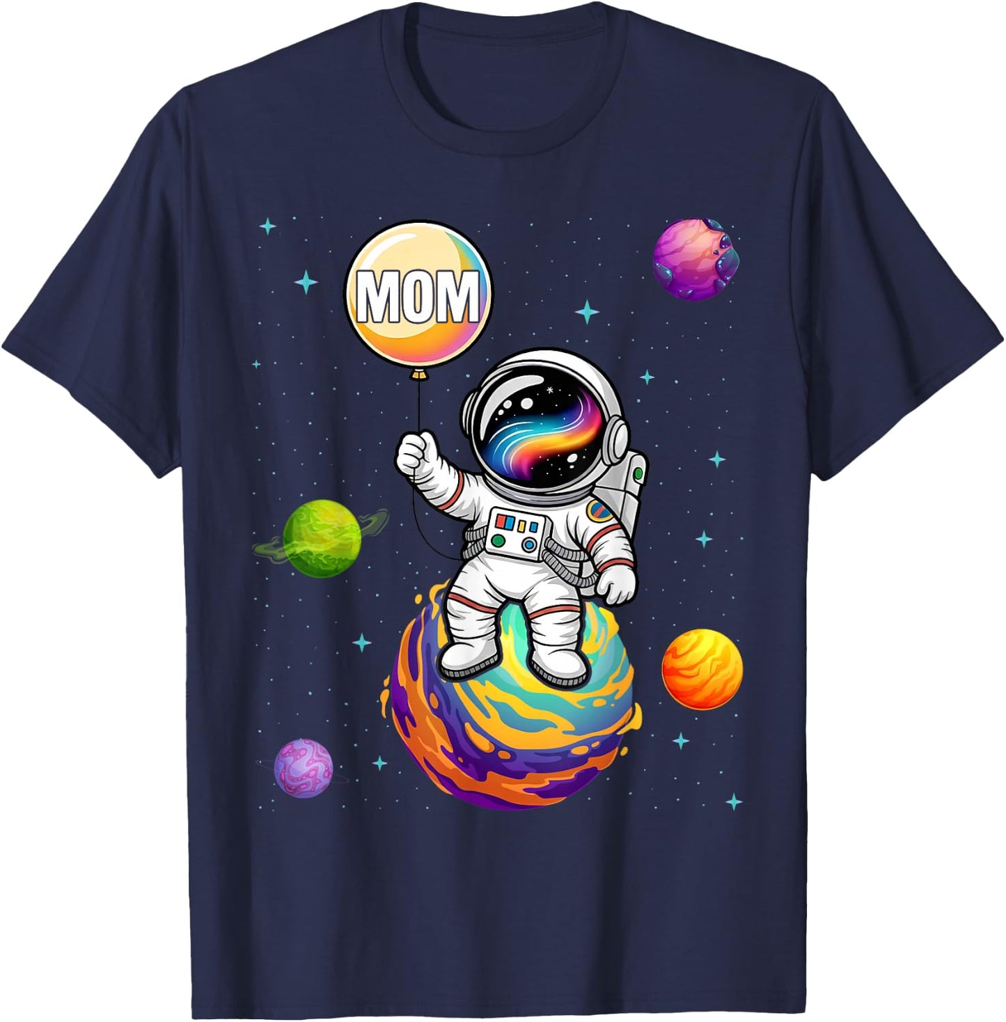Mom of The Boy Space Astronaut 1st Birthday Family T-Shirt - T-Shirt | Navy