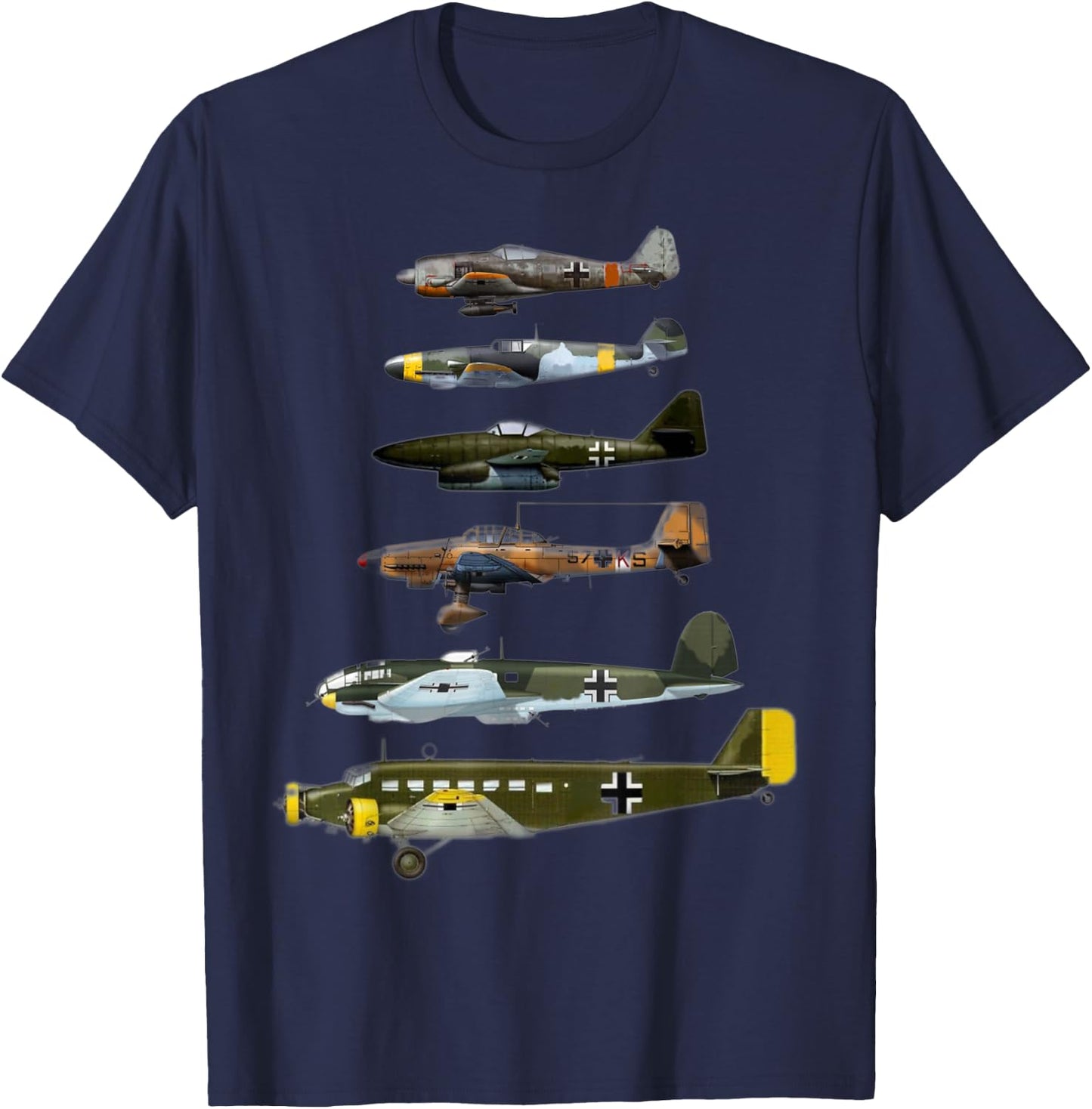 WW2 German Warplanes JU-87 Stuka ME 262 T-Shirt - T-Shirt | Navy