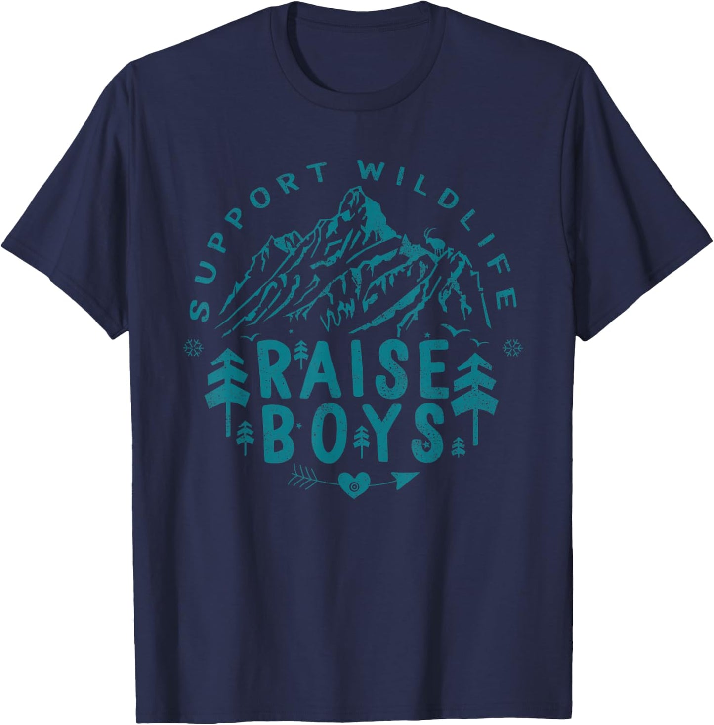 Mothers day Support Wildlife Raise Boys Mom Dad Parents T-Shirt - T-Shirt | Navy
