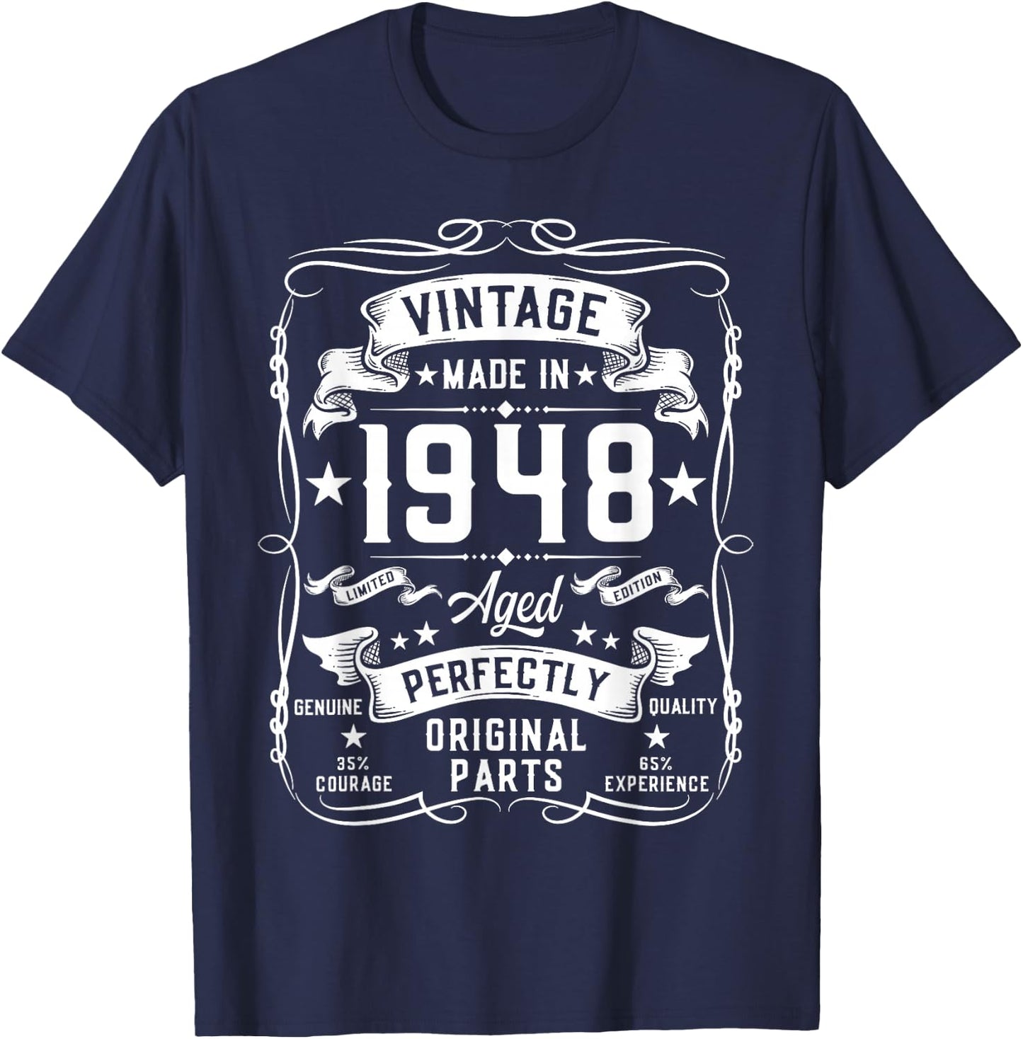 Vintage 1948 77 Years Old Gifts 77yr 77th Birthday T-Shirt - T-Shirt | Navy