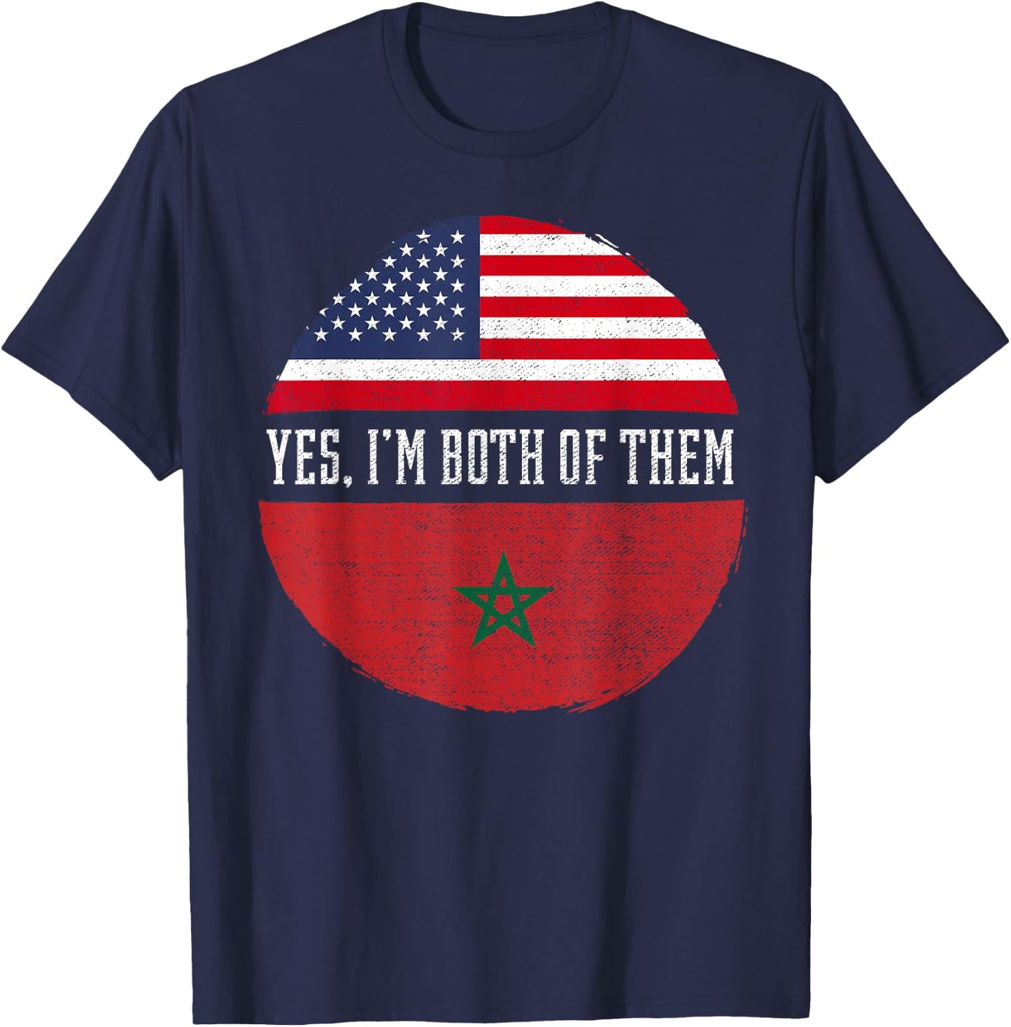 Half American Half Moroccan USA Flag Morocco Heritage DNA T-Shirt - T-Shirt | Navy