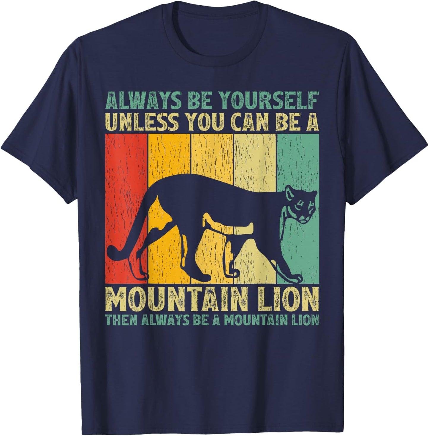 Mountain Lion Animal Lover Vintage Retro Mountain Lion T-Shirt - T-Shirt | Navy