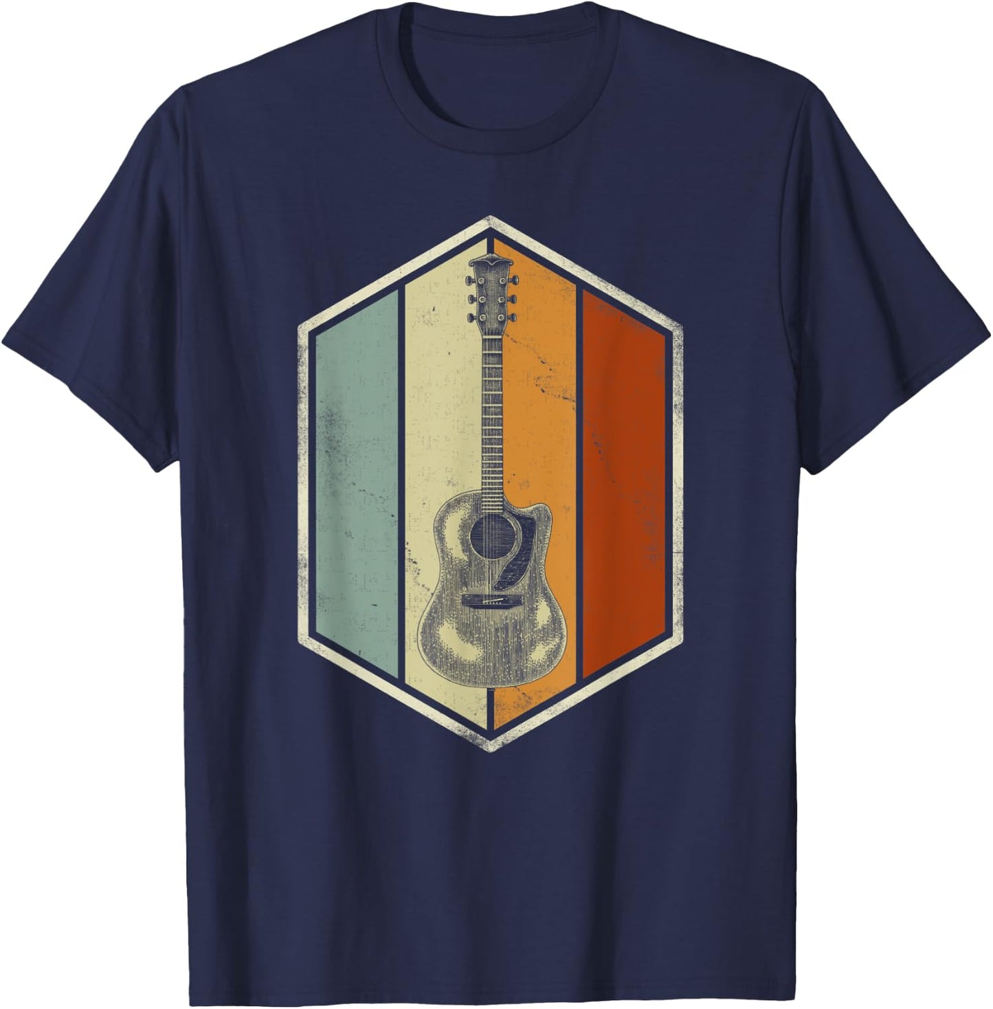 Retro Vintage Guitar Player Gifts Guitarist Music Lover Band T-Shirt - T-Shirt | Navy