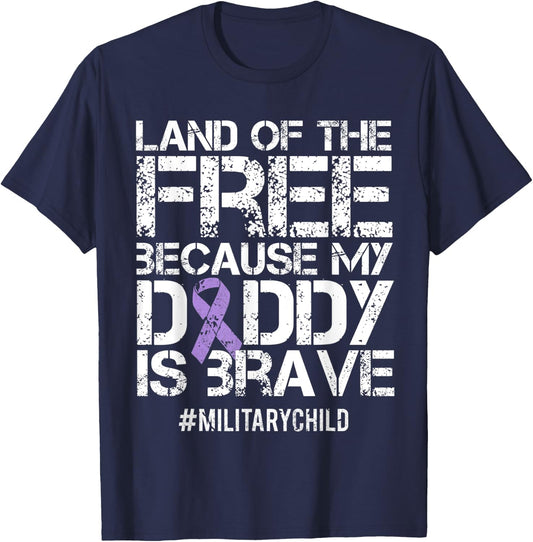 Military Child Month Boys Purple Up Brat Kids T-Shirt - T-Shirt | Navy
