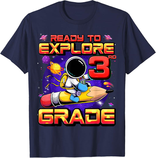 Ready To Explore 3rd Grade Astronaut Back To School Kids T-Shirt - T-Shirt | Navy