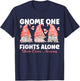 Gnome One Fights Alone Peach | Uterine Cancer Awareness T-Shirt - T-Shirt | Navy