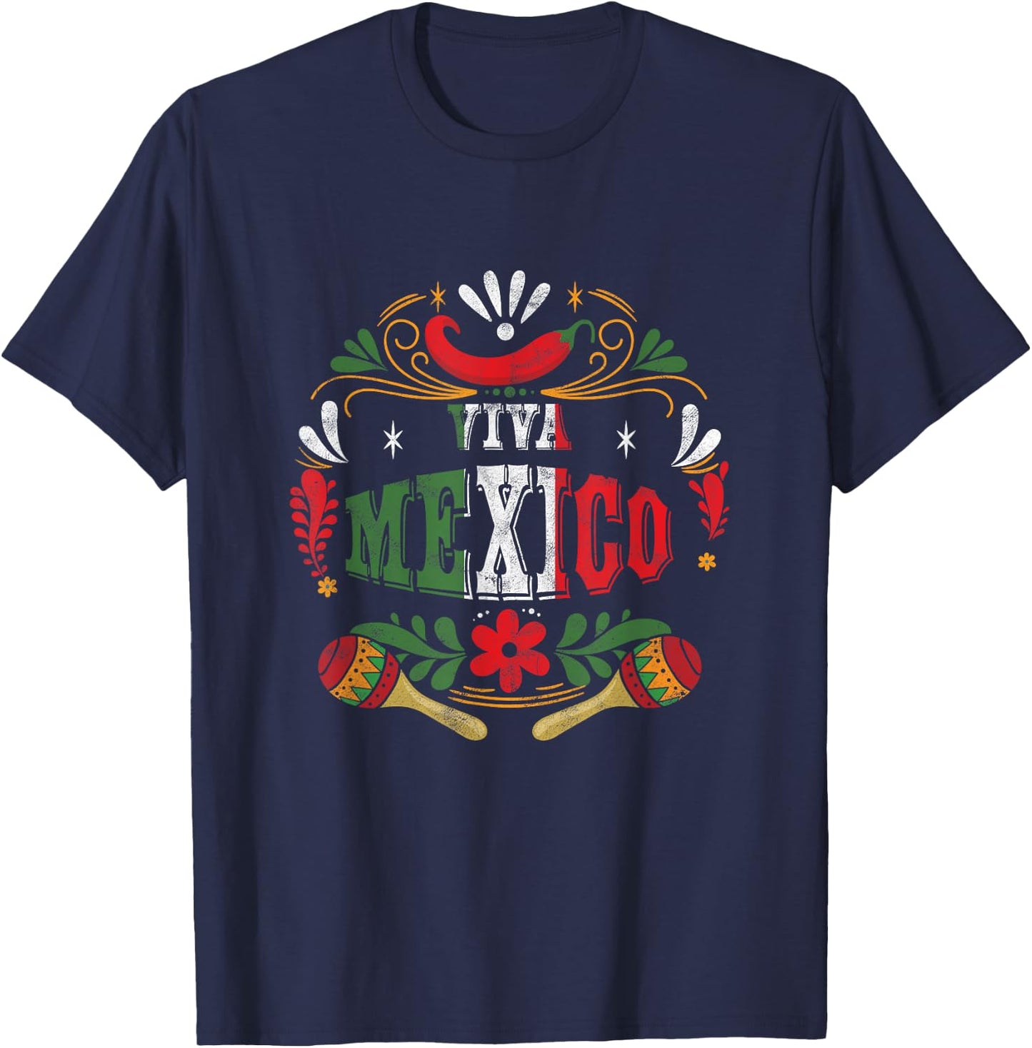 Viva Mexico Mexican Cinco De Mayo Party T-Shirt - T-Shirt | Navy
