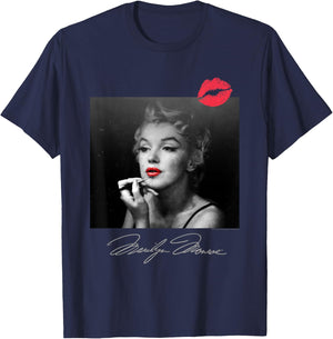 Marilyn Monroe Makeup Room Kiss Small T-Shirt - T-Shirt | Navy