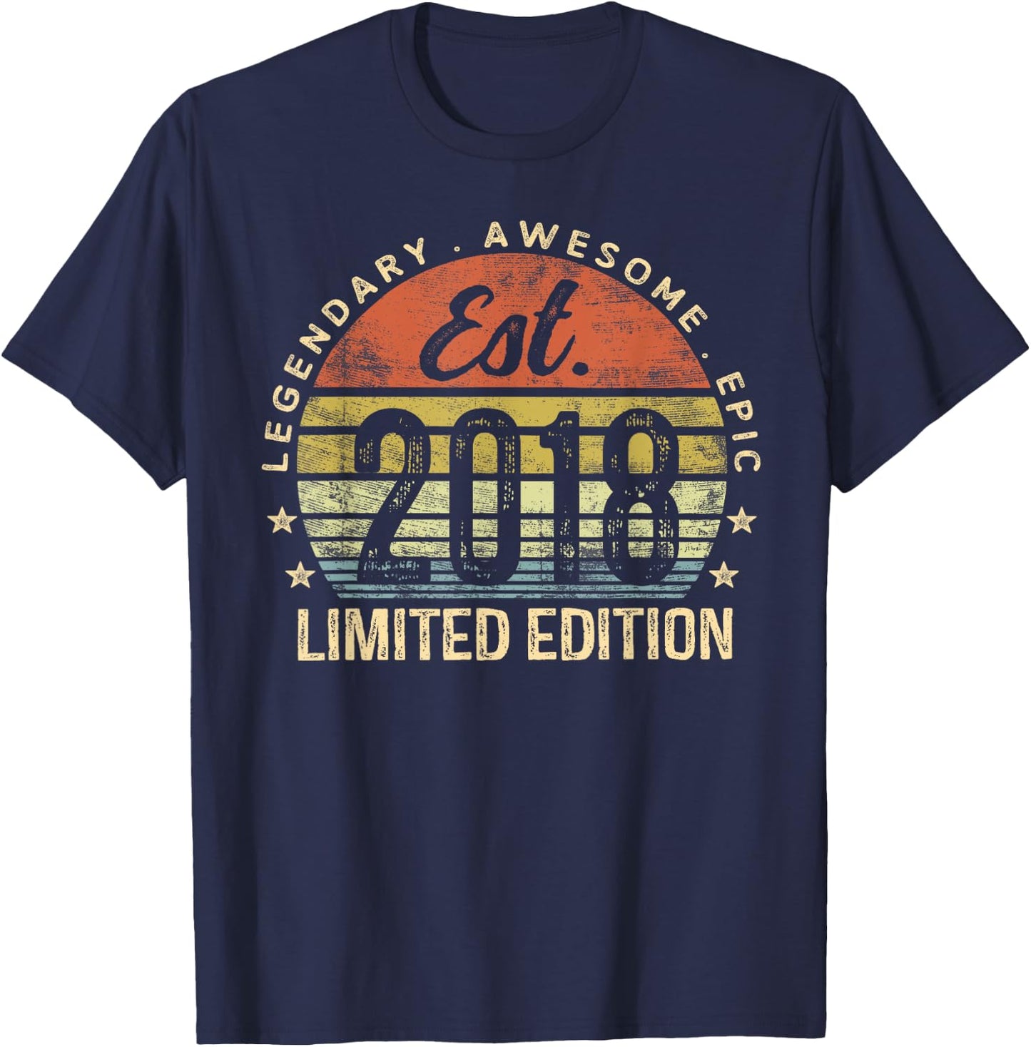 Est 2018 Limited Edition 7th Birthday Gifts 7 Year Old T-Shirt - T-Shirt | Navy