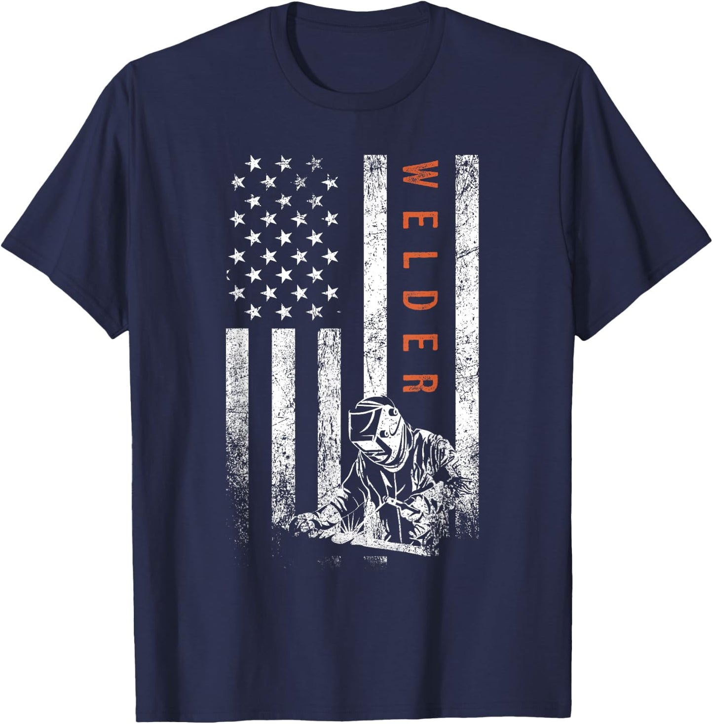 Welder American Flag Design Welding T-Shirt - T-Shirt | Navy