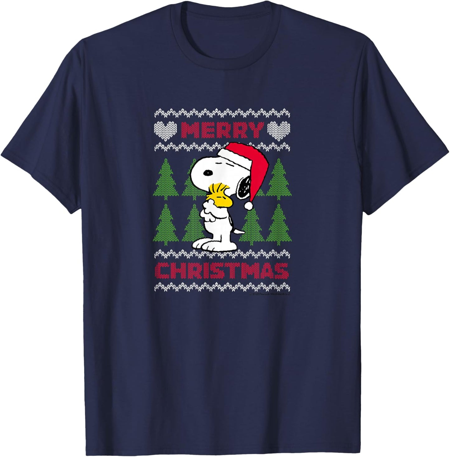 Peanuts - Christmas Snoopy Sweater T-Shirt - T-Shirt | Navy