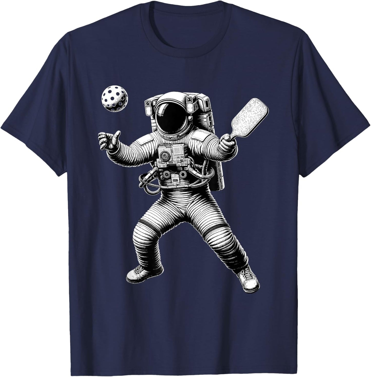 Space Astronaut Playing Pickleball For Pickle Ball Player T-Shirt - T-Shirt | Navy