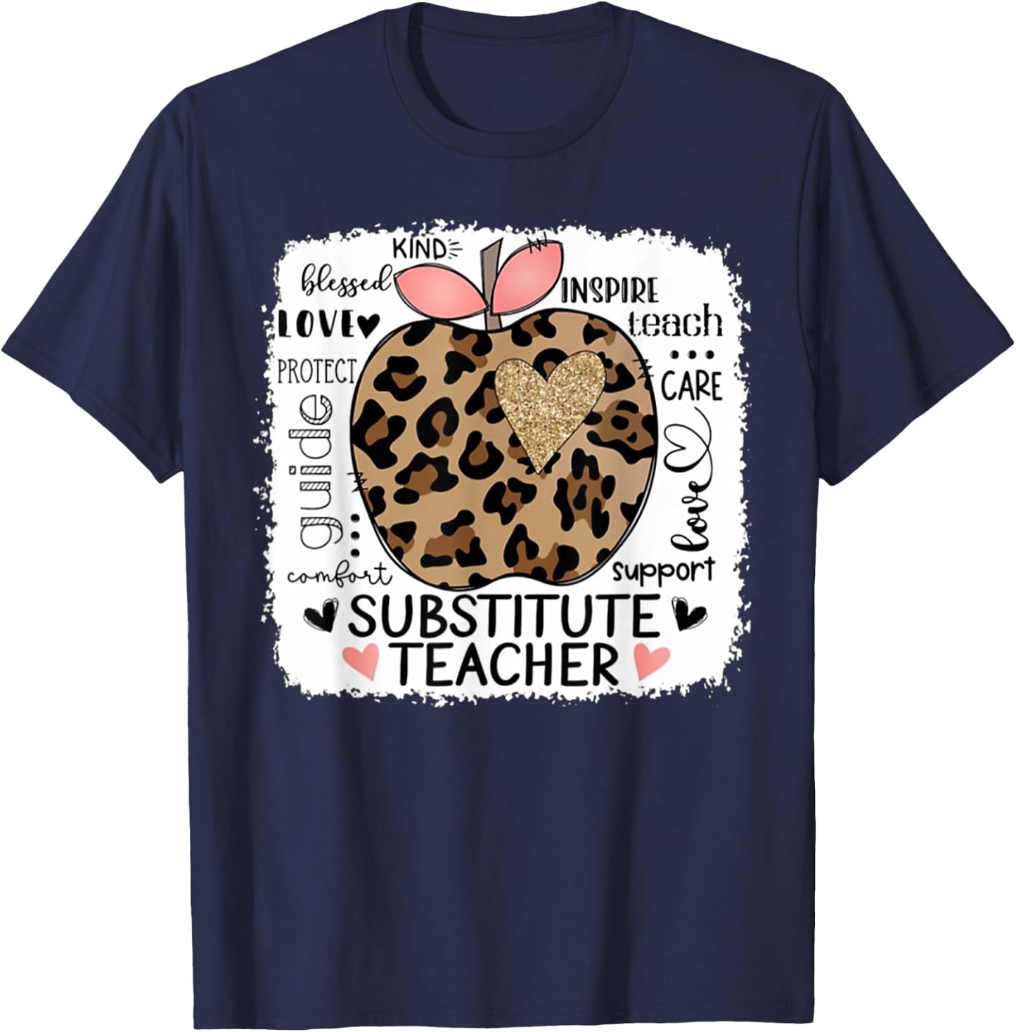 Protect Guide Care Love Support Comfort Substitute Teacher T-Shirt - T-Shirt | Navy
