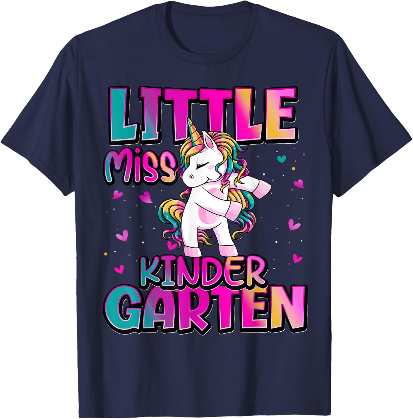 Little Miss Kindergarten Back To School Girls Kindergarten T-Shirt - T-Shirt | Navy
