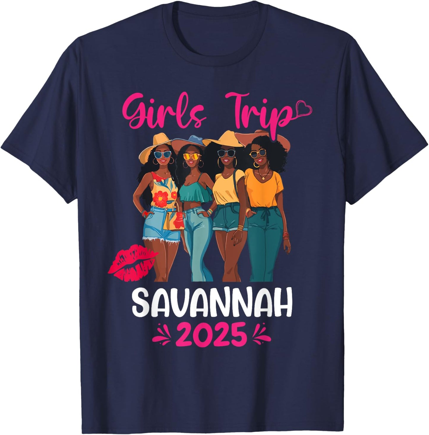 Black Girls Trip Savannah 2025 Vacation Matching T-Shirt - T-Shirt | Navy