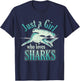 Just A Girl Who Loves Sharks T-Shirt - T-Shirt | Navy
