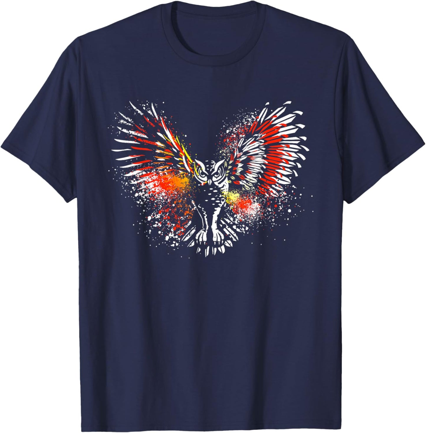 Owl | White Owl | Cute Owl | Red Owl | Night Owl Graphic T-Shirt - T-Shirt | Navy