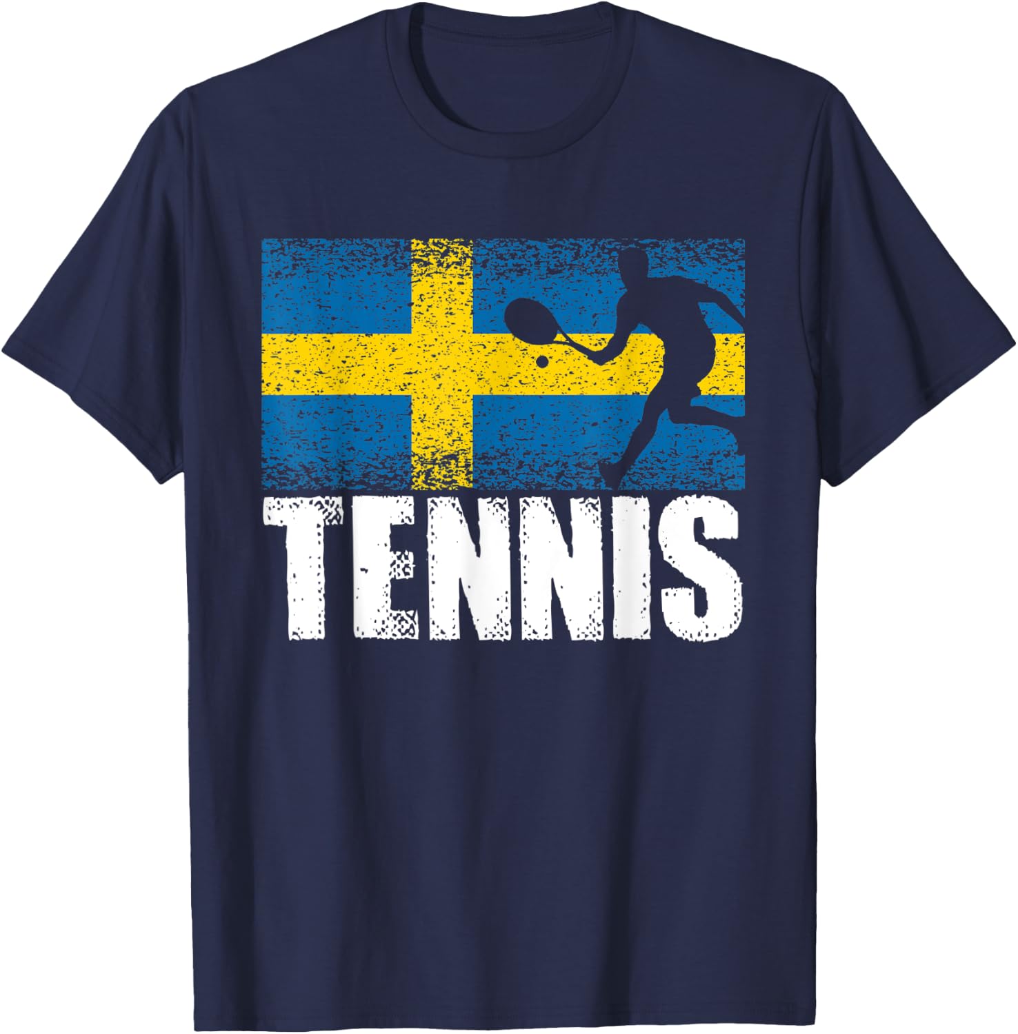Tennis Sport, Sweden Flag, Swedish Tennis Player T-Shirt - T-Shirt | Navy