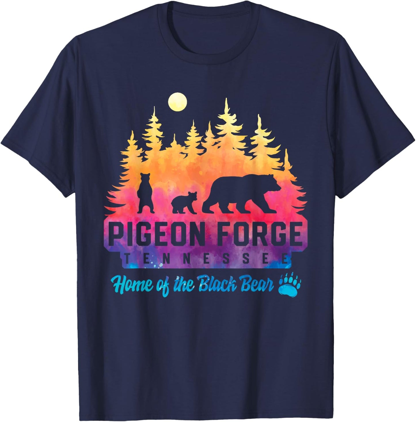 Pigeon Forge Tennessee Bear Great Smoky Mountains Tie Dye T-Shirt - T-Shirt | Navy