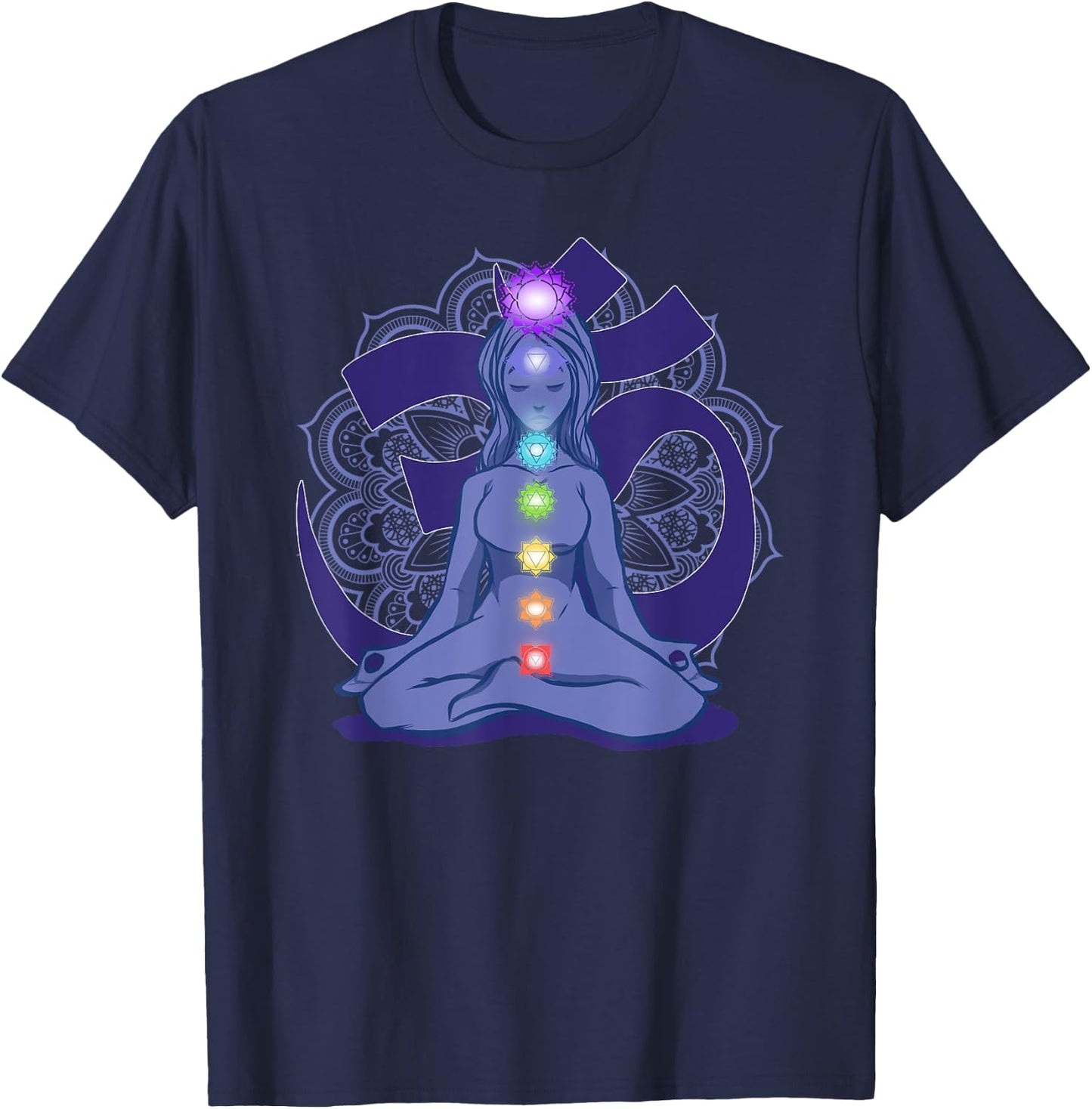 Yoga Meditation Spiritual Body Energy Chakra T-Shirt - T-Shirt | Navy